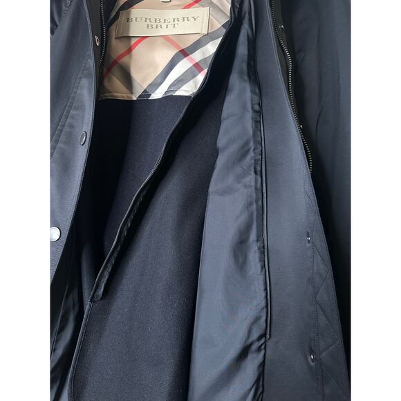 Women's BURBERRY BRIT Black Swing Trench Coat Double Lining Nova Check (XL) 14 - Picture 8 of 12